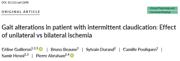GuilleronC's tweet photo. ✅My article on the comparison of unilateral vs bilateral ischemia on gait parameters in patients with PAD has just been published! 

Thanks to clinicalphysiologyandfunctionalimaging, to @LaboMIP @chu_angers and @SilvusDURAND https://t.co/olAUYdUOlo