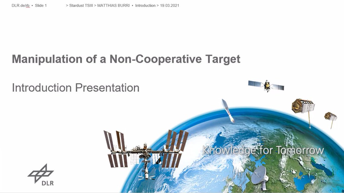 SBubberio's tweet photo. The last day of the #Stardust-R Training School III starts now!

We begin with "Manipulation of non-cooperative targets and on orbit servicing", a talk by Matthias Burr, Florian Rems, Kurt Schwenk and Eicke Risse (@DLR_en, GSOC - Germany)
#TSIII @Stardust_H2020 https://t.co/2JrsdFiMZD