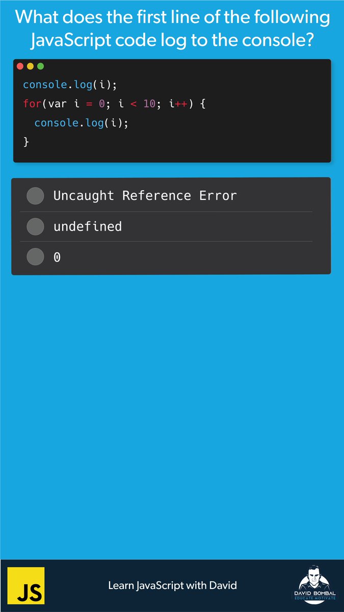 davidbombal's tweet image. Learn JavaScript with David - Hoisting
#JavaScript #JavaScriptProgramming #JS #WebDev