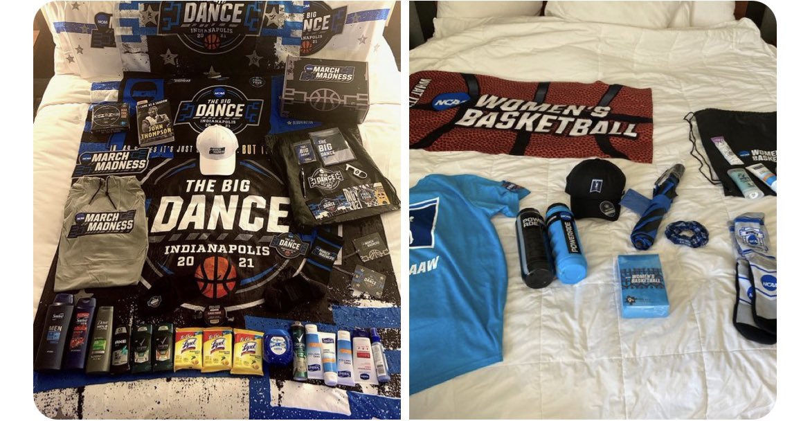 AJ McCord (@aj_mccord) on Twitter photo Here are the differences in amenities/provisions between the Women’s & Men’s NCAA Tournament I’ve seen so far
- Weight room/equipment
- Food
- Swag Bags
Photos from: <a href="/Cpav15/">Chloe Pavlech</a>, <a href="/sedonaprince_/">SEDONA</a>, <a href="/danhenry3/">Dan Henry</a>, <a href="/alikershner/">Ali Kershner, MS, CSCS</a> Here are the differences in amenities/provisions between the Women’s & Men’s NCAA Tournament I’ve seen so far
- Weight room/equipment
- Food
- Swag Bags
Photos from: <a href="/Cpav15/">Chloe Pavlech</a>, <a href="/sedonaprince_/">SEDONA</a>, <a href="/danhenry3/">Dan Henry</a>, <a href="/alikershner/">Ali Kershner, MS, CSCS</a>