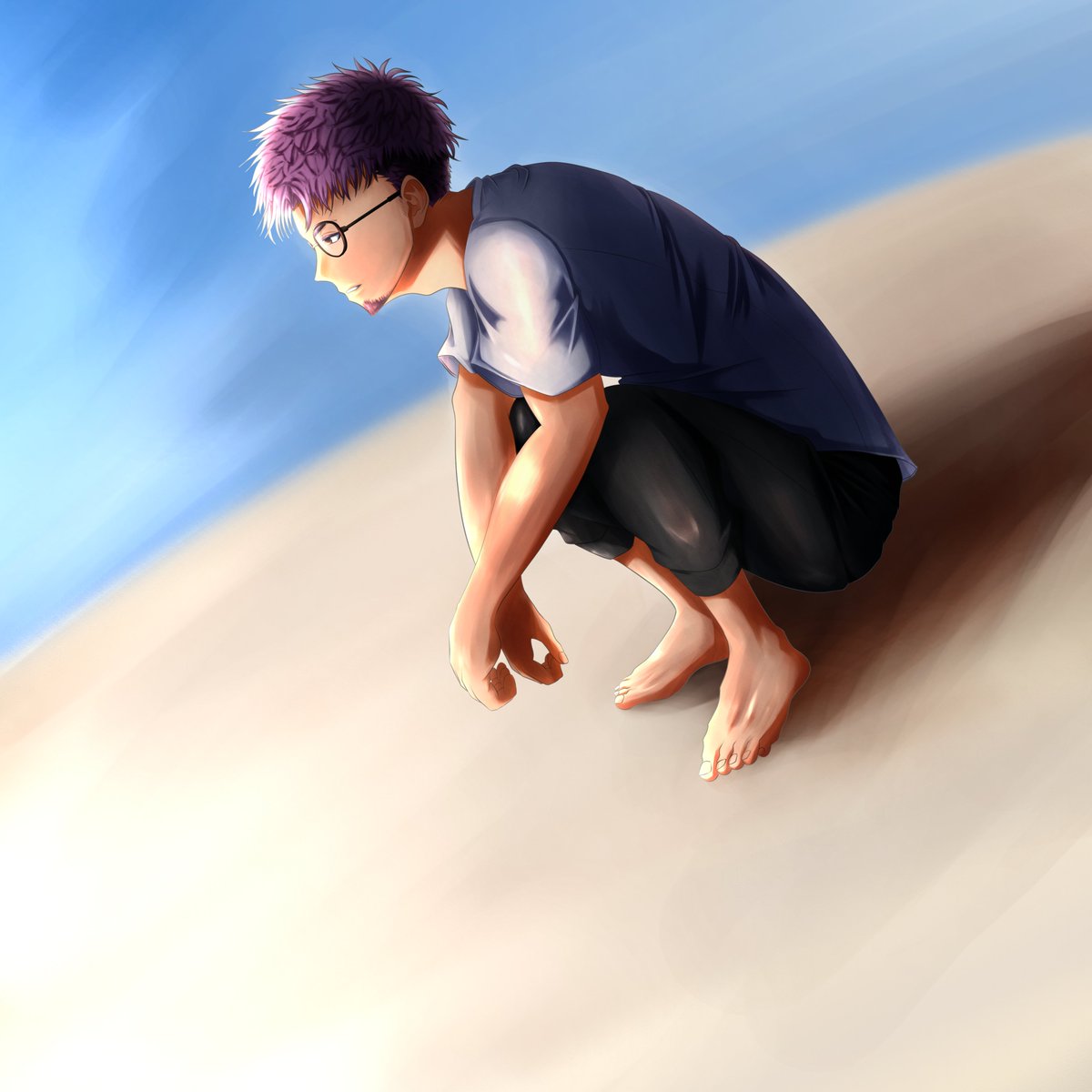 Xxまくら 黄昏れる刹那 ここに波を描いて寂しさをプラスしたいですね イラスト