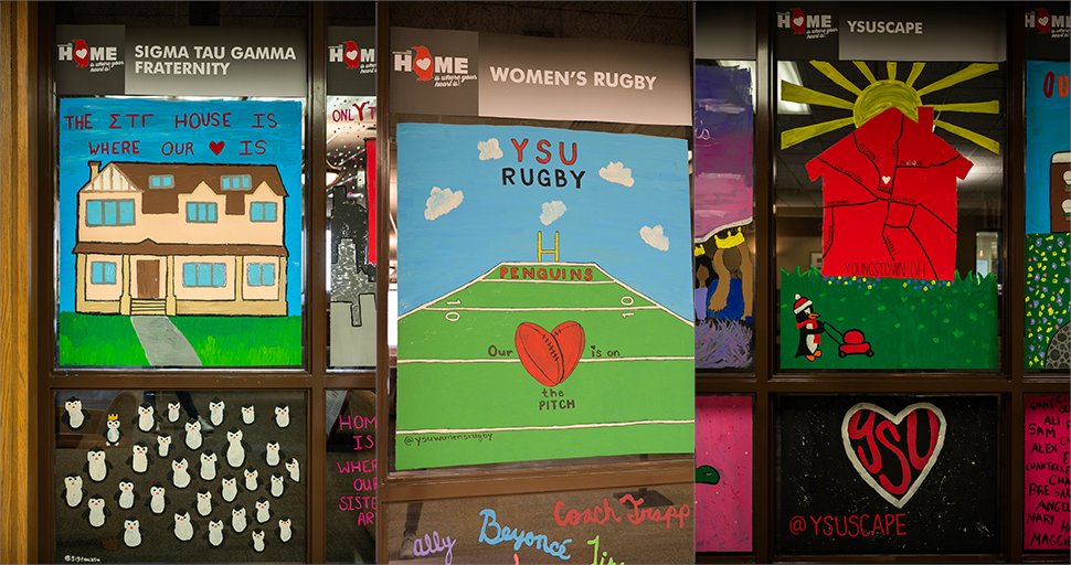 Did you catch these masterpieces in Kilcawley this week? The Homecoming window decorating contest was on 🔥 
1st place: <a href="/zg_dst/">Zeta Gamma Chapter of ΔΣΘ</a> 
2nd place: <a href="/YSU_ZTA/">ZETA</a> 
3rd place: <a href="/YSU_PSE/">PSE Eta Zeta Chapter</a> 
Honorable Mentions: <a href="/SigTauYSU/">Sig Tau YSU</a>, <a href="/ysuwomensrugby/">YSU Women's Rugby</a> &amp; <a href="/YSUscape/">YSUscape</a> 

View the whole album: bit.ly/3tA6DeF