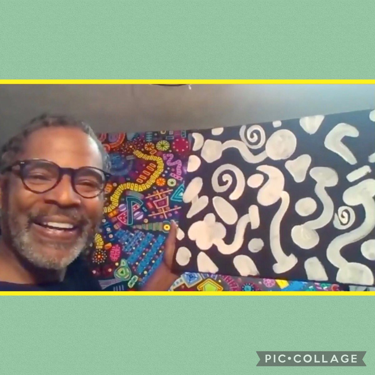 MsMagroArtClass's tweet photo. Tomorrow I surprise our @EdisonHtsd with their finished collaborative painting with Reggie Laurent. He blocked in the shapes, shipped it from GA to NJ, students painted all of the shapes, and then patterns were added in and around the shapes by yours truly! https://t.co/prxqqCwzti