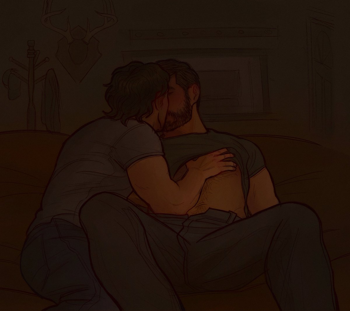sn_menji's tweet photo. "hey, my kid's gonna be home in thirty minutes.." [#nsfwart] https://t.co/wxGvNAtW5G
