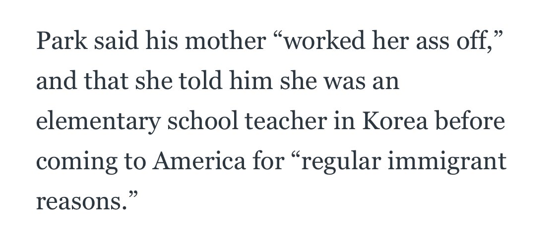 She immigrated to America for “regular immigrant reasons.”