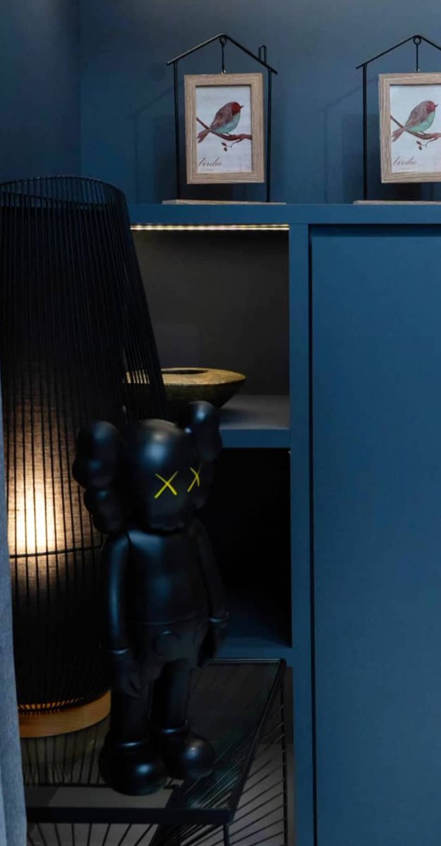 ChivasLau's tweet photo. Black KAWS Companion fit in dark interior. A house @RedLandDesign crafted for our Perak F.C fitness trainer. #interiordesign #interiordesignmasters #darkinterior #redlanddesign https://t.co/qgtN9NyGkw