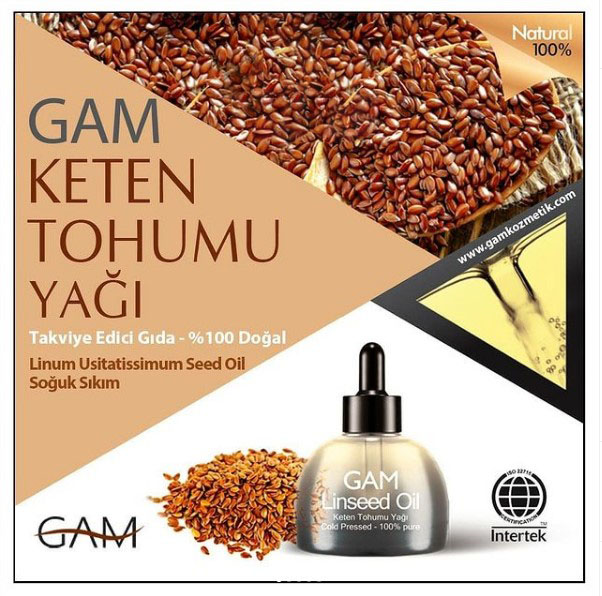 GAM Keten Tohumu Yağı %100 Doğal Soğuk Sıkım
GAM LINSEED OIL
Keten Tohumu Yağı
Takviye Edici Gıda - %100 Doğal Linum Usitatissimum Seed Oıl Soğuk Sıkım
ÖZELLİKLER:
GAM Keten Tohumu Yağı olgunlaşmış Linum usitatissimum tohumlarından soğuk sıkım ile elde Edilmiş bitkisel bir yağdır