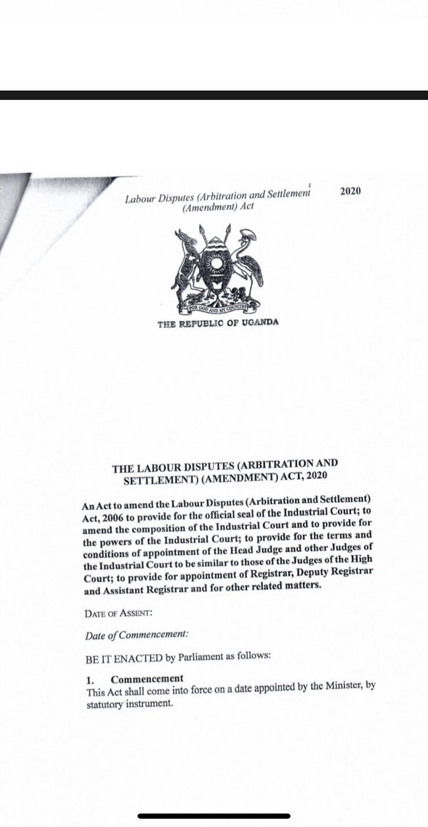 nare_co's tweet photo. EMPLOYMENT LAW ALERT!
On 10th March 2021 President Assented to The Labour Disputes (Arbitration &amp; Settlement Amendment) Act 2020 which has 12 Key Amendments. https://t.co/FwmdjsTDNu
