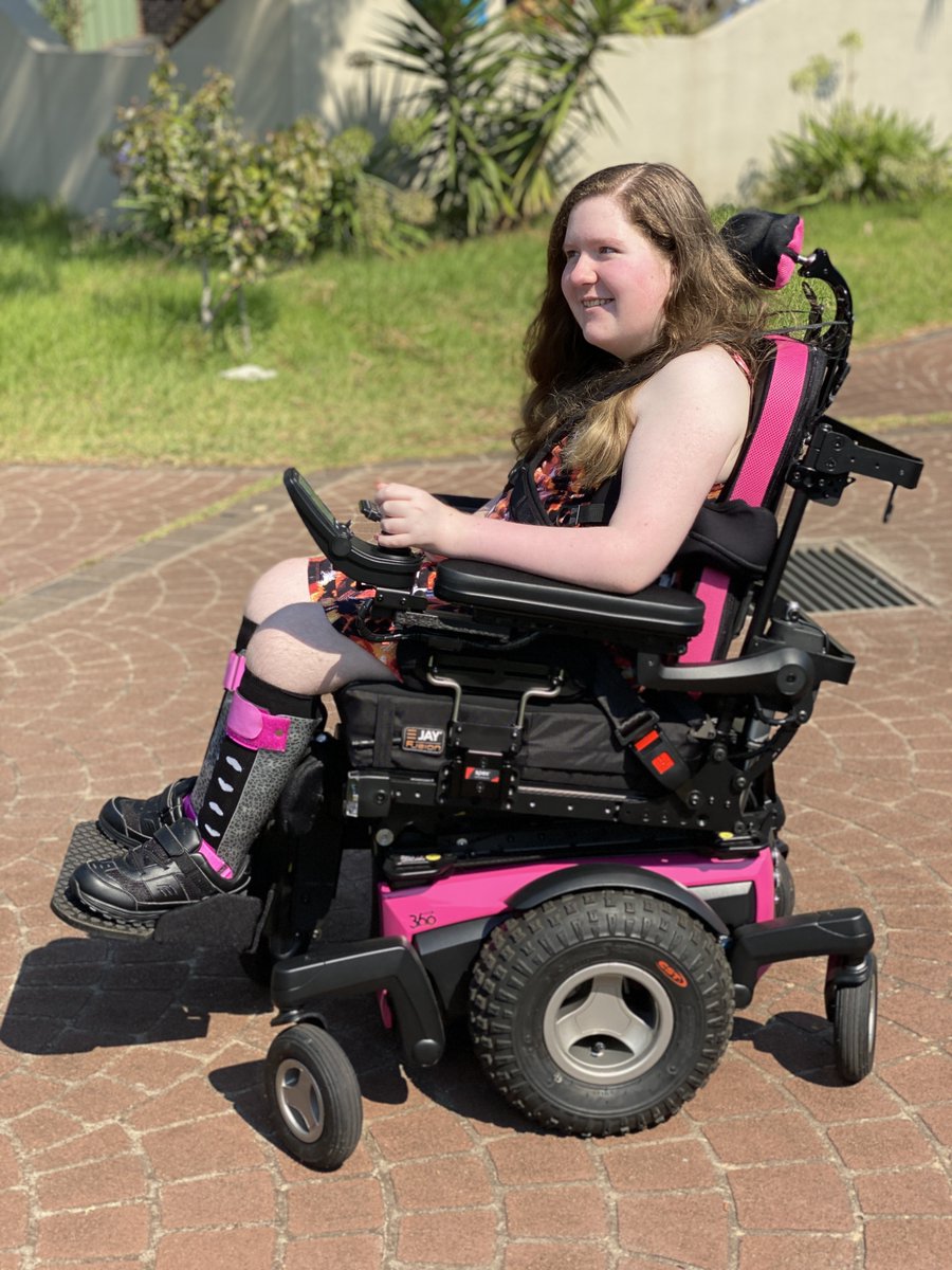 MagicMobility's tweet image. This Feel Good Friday Aleacia received her new pink #Magic360 off-road #powerchair. Once fitted to perfection by our Wheelchair Specialist Aaron, Aleacia had a ball zooming up the street testing out her new wheels! She can't wait to show off her Magic 360 at school next week!