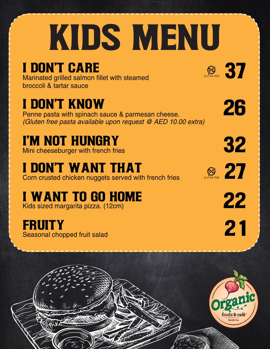 Still the best kids menu ever <a href="/OrganicFoodUAE/">Organic Foods & Cafe</a>