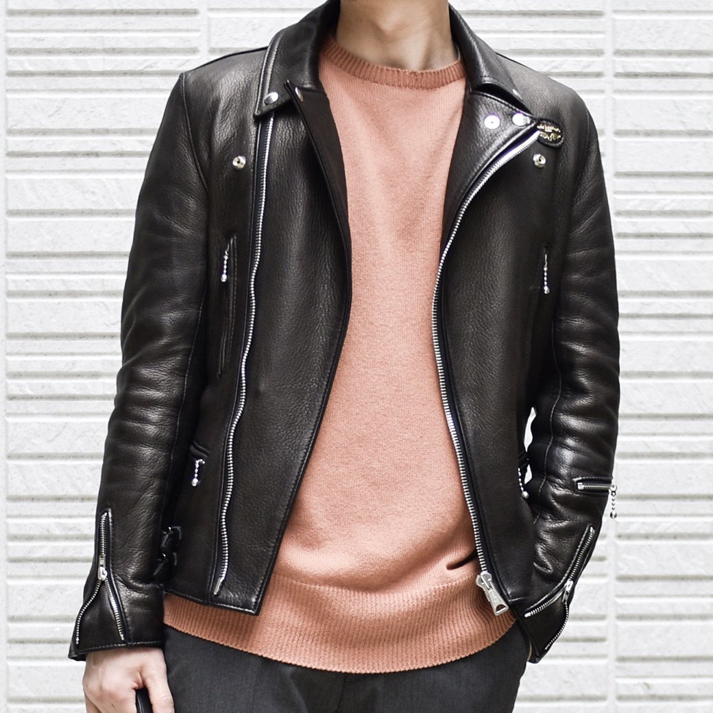 オトコフクdx Ken 暖かくて絶好の革ジャン日和 このままの気温がずっと維持されていてほしい ライダースジャケット レザージャケット 革ジャン ライダース ルイスレザー ライダースコーデ