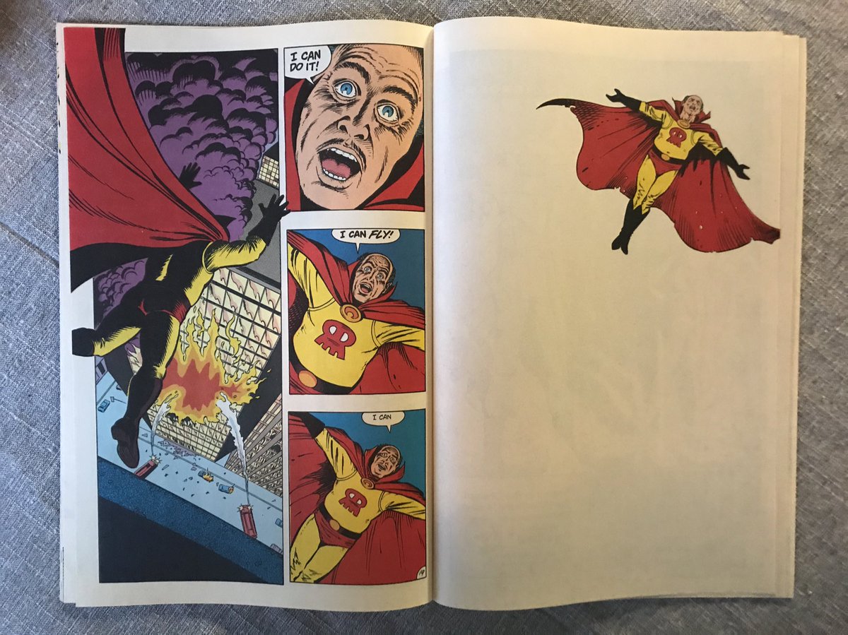 This one is sad. It’s full of heart, abs Buddy’s compassionate nature sits in the background of The Red Mask’s epitaph. I suspect there’s more than we first see here, but even if there isn’t it stands alone as a superhero story with a lot of pathos. The colours soar.