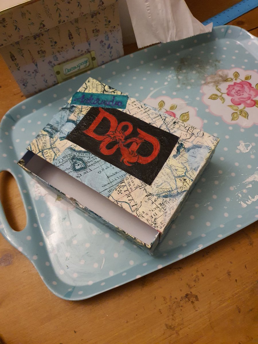 allycat2210's tweet photo. Decoupaged myself a dice box, I'm not keen or anything... #dnd #dungeonsanddragons https://t.co/HptffdGCbz