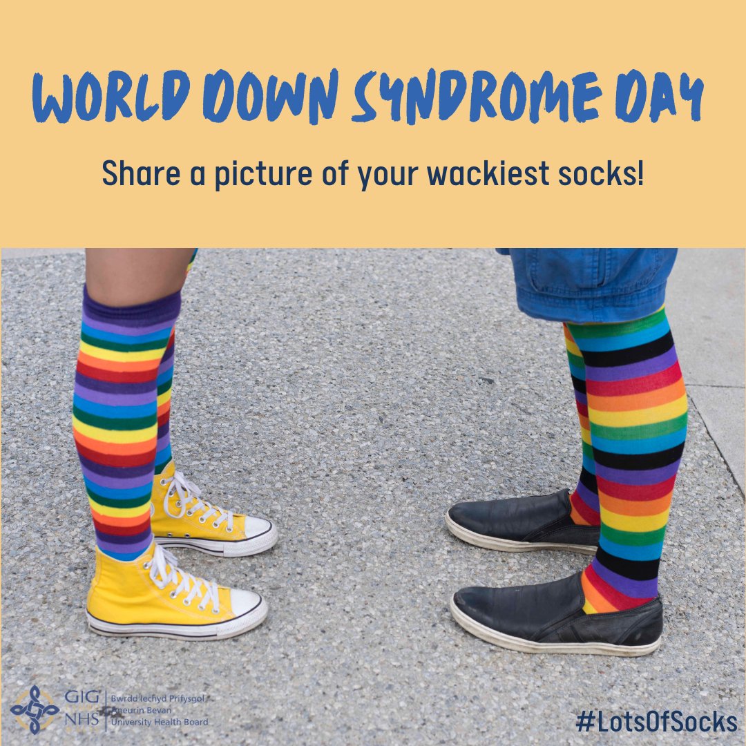 AneurinBevanUHB's tweet image. On Sunday 21st March, we are celebrating #WorldDownSyndromeDay. We're asking you to join us in raising awareness of this day by supporting the #LotsOfSocks campaign. This consists of people wearing their wackiest socks and explaining to others that this is to show support.