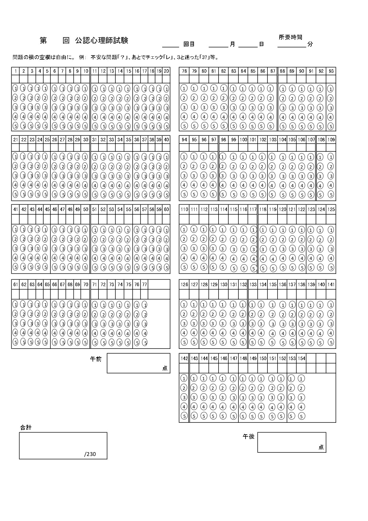 意識低い心理師ジョン レモン 縦型のマークシートも作成しました 謎の余白が多くバランスが悪い部分もありますが 気にしない方はご活用下さい T Co Kgwuebvwiv Twitter