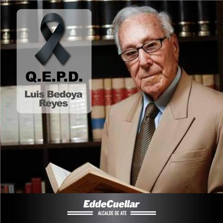 eddecuellar_'s tweet photo. Lamento profundamente el fallecimiento de don Luis Bedoya Reyes, personaje ilustre de nuestra política, garante de la democracia y conciliador de los conflictos y crisis de nuestro país. 

Envío mis condolencias a sus familiares y amigos. 
Que descanse en paz

#LuisBedoyaReyes https://t.co/s36ovOxw6u