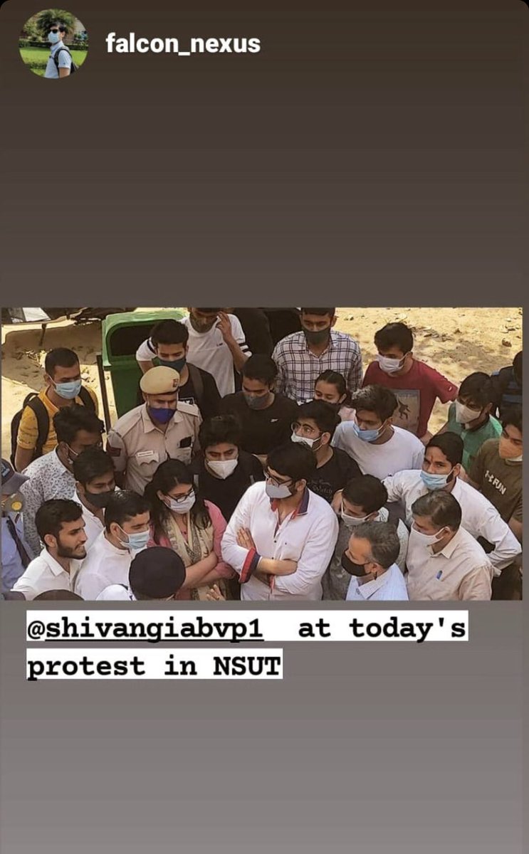 ShivangiSpeaks's tweet photo. 1st Sem students of #NSUT who haven't attended a single lecture in their college premises, who havn't seen the college from inside till date,are asked to give their semester exams offline in college. I along with @ABVPDelhi team visited the protesting students &amp; met college admin https://t.co/hMJPIyV6ux