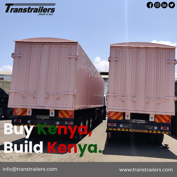 Enclosed body trailers, ideal for carrying fertilizers, maize, cement etc. 

#Transtrailers
#BuyKenyaBuildKenya
#BuiltToLast
