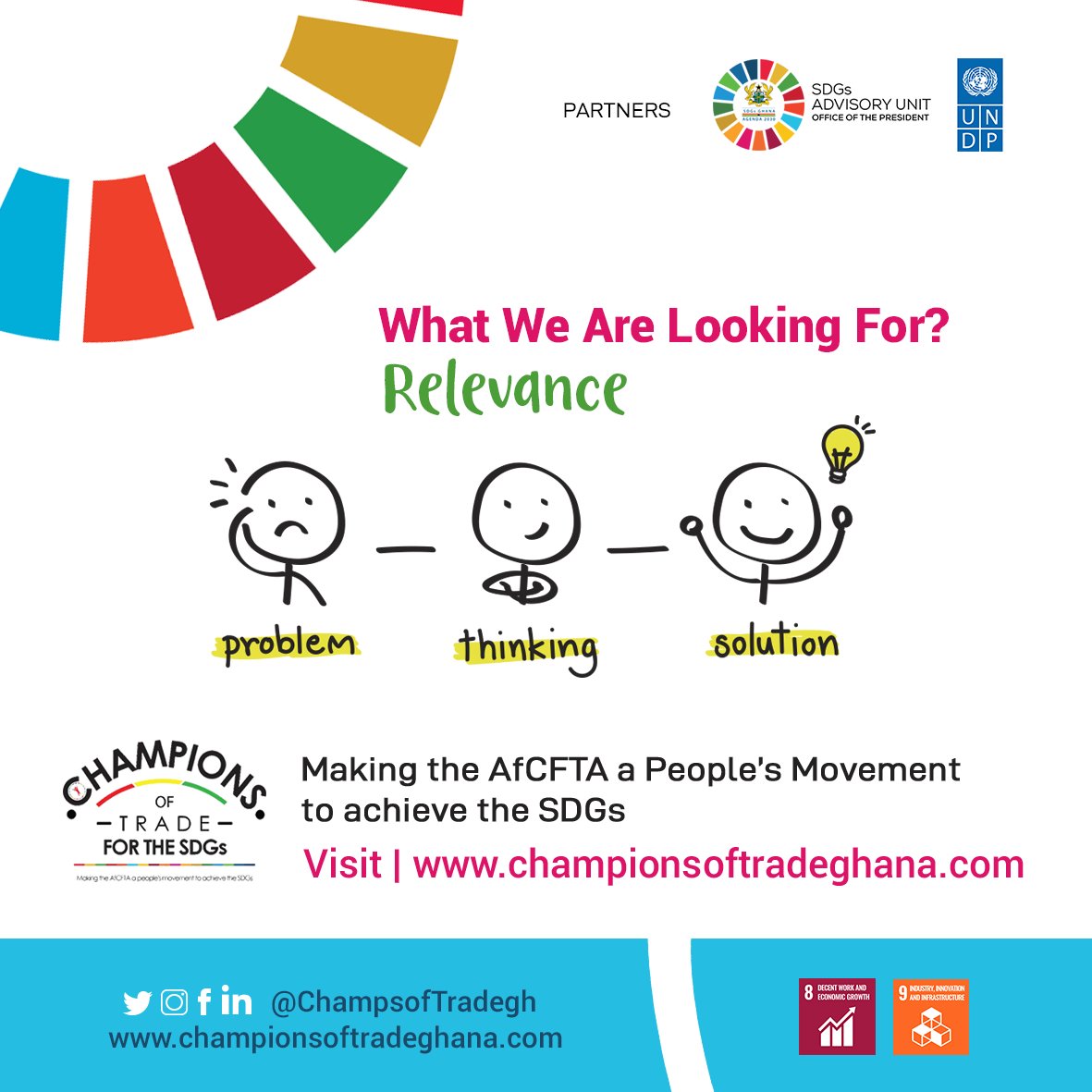 What does your idea mean for grassroots? How does it connect to the region you represent? Apply NOW!
Proudly brought to you by 
@sdgspresidency
 and 
<a href="/UNDPGhana/">UNDP Ghana</a>
!
#Championsoftradeghana #COTGhana