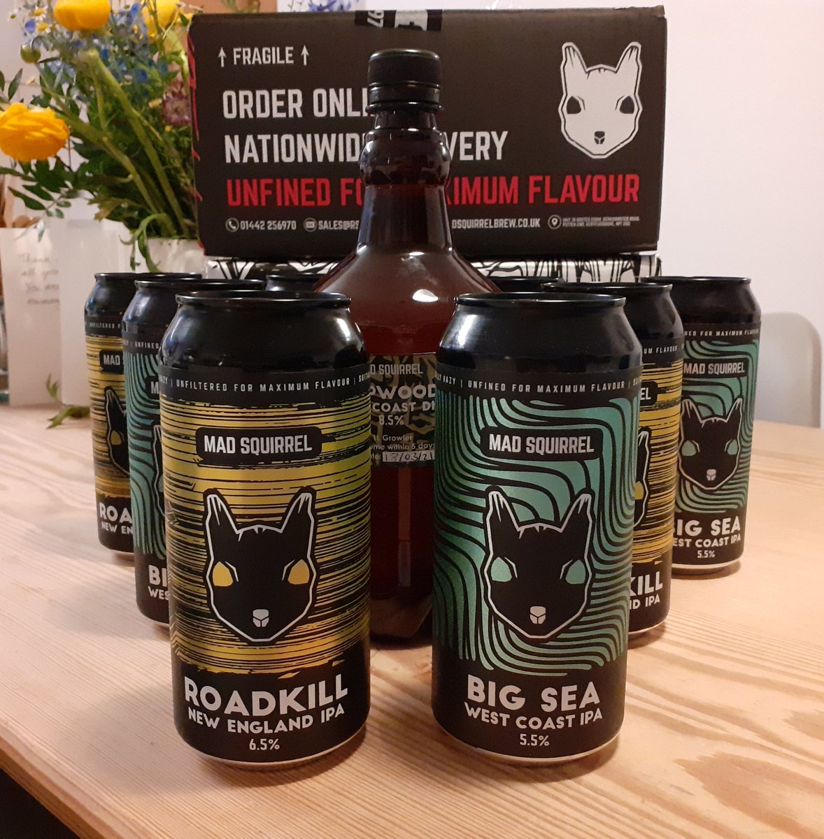 chunky_steve's tweet photo. This week's @madsquirrelbrew delivery has arrived, that's my night sorted! Great beer. Great service.
#GetTheBeeersIn #GetYourSquirrelOn #BigSea #Roadkill #Sapwood https://t.co/OYC8lm3eB8