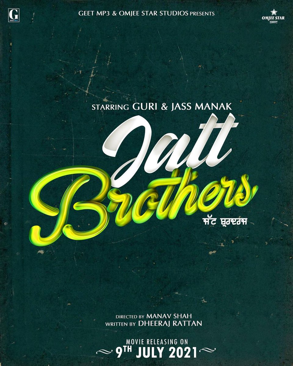 Heres the surprise , Sharing The Releasing Date of My Debut Movie “JATT BROTHERS” With My bro @officialguri_
Releasing On 9th july 2021.
I am So Happy and Grateful To God and all My Fans .
@geetmp3 @omjeestar_studios @dheerajrattan @manav_shah90 @nikeetdhillon @priyankakhera08