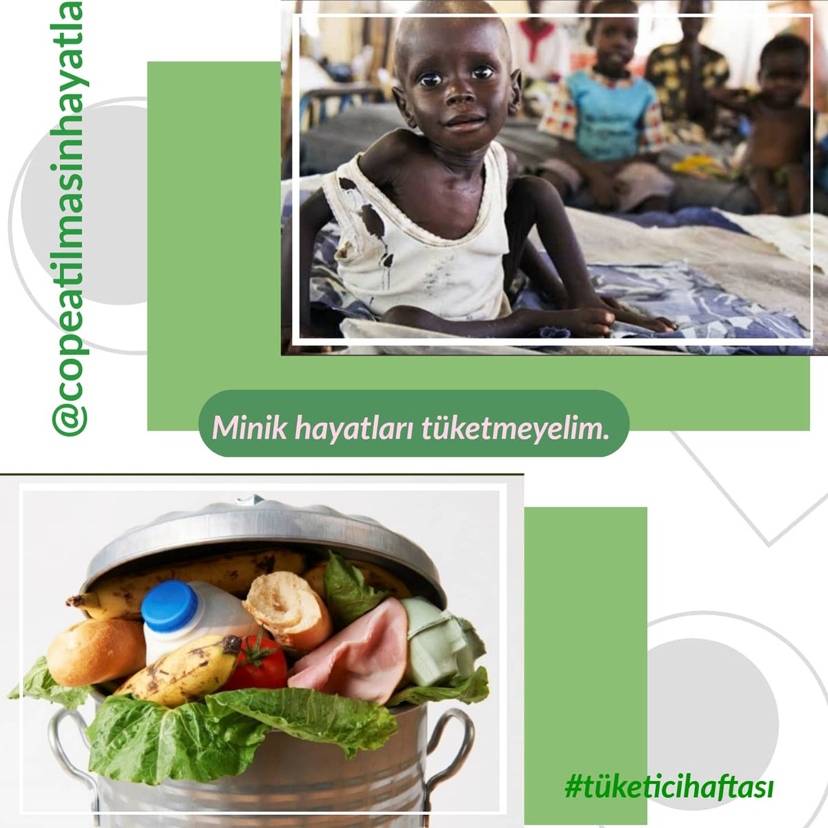 Tüketici olarak her birimiz, ihtiyaç dışındaki her tüketimin israf olduğunu unutmayalım.

#tüketicihaftası #bilinçlitüketici #gıdaisrafı
#israf #kıtlık #gıdaisrafınasonver #gıdaisrafınason #israfetme