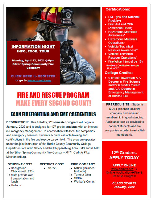 CPACTC's tweet photo. https://t.co/PsXgbow4LV Register NOW! for the @cpavts Fire & Rescue Information Night! Info, FOOD and Tour! April 12th @ 6PM, don't miss out! #fireandrescueprogram #informationalnight #food #tour #info #registernow https://t.co/UTRLhsB8KZ