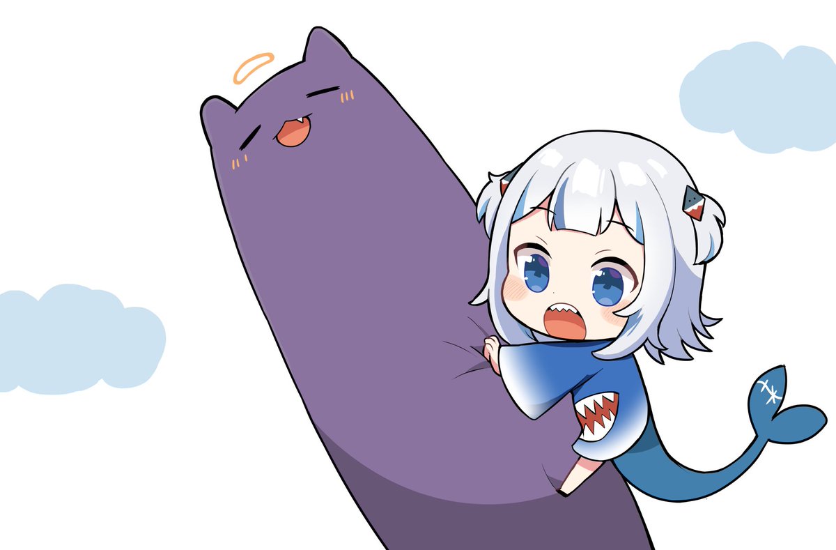 gawr gura tail 1girl shark tail sharp teeth blue eyes fish tail teeth  illustration images