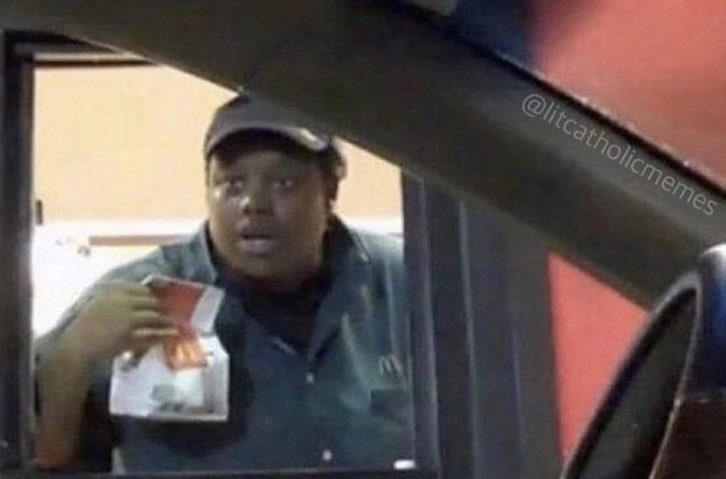 jamesartreynold's tweet photo. Me: *explaining how, even though it’s Friday, I’m having a burger because the Solemnity of St. Joseph trumps it in Catholic tradition*
The McDonald’s employee: https://t.co/079SqsEK0x
