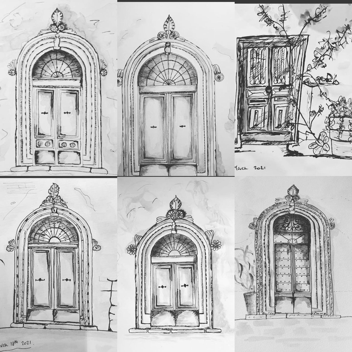 artschoolcreate's tweet photo. Super Italian pen ,ink and watercolour doorways from our one off workshop yesterday. Keep them coming in!
.
.
#paint #Painting #PaintingClass #watercolour #inkywatercolour #createonline #paintyflowers #ink #dippypen #kajabihero #createartschool https://t.co/Isw3uwecQQ