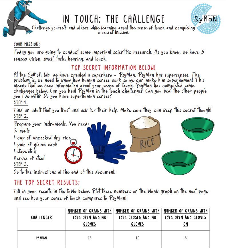 Kids and grown ups are invited to take part in a secret mission to unlock the secret to human senses!

From the team at <a href="/SyMoN_UoB/">SyMoN Lab</a>, this is a fun science experiment exploring the sense of touch. Download the handout birmingham.ac.uk/documents/coll…

#BrainAwarenessWeek 
#UoBBAW