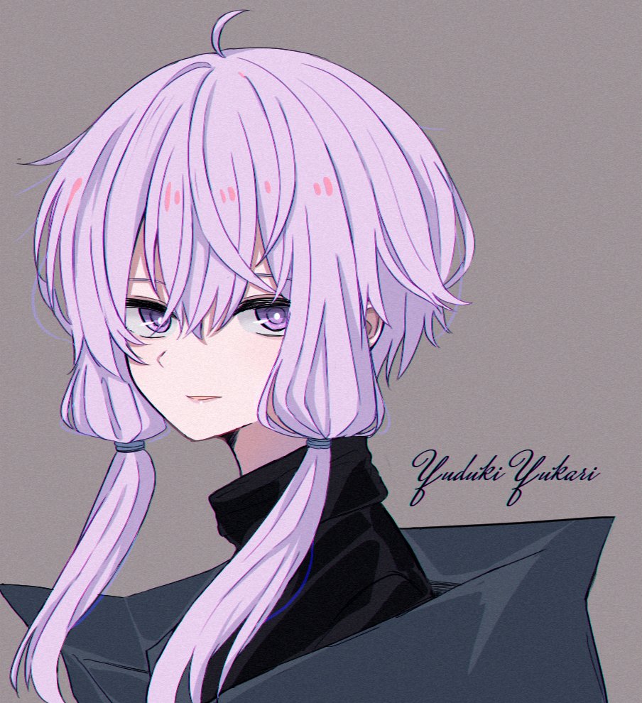 yuzuki yukari 1girl solo purple eyes purple hair looking at viewer sidelocks short hair with long locks  illustration images