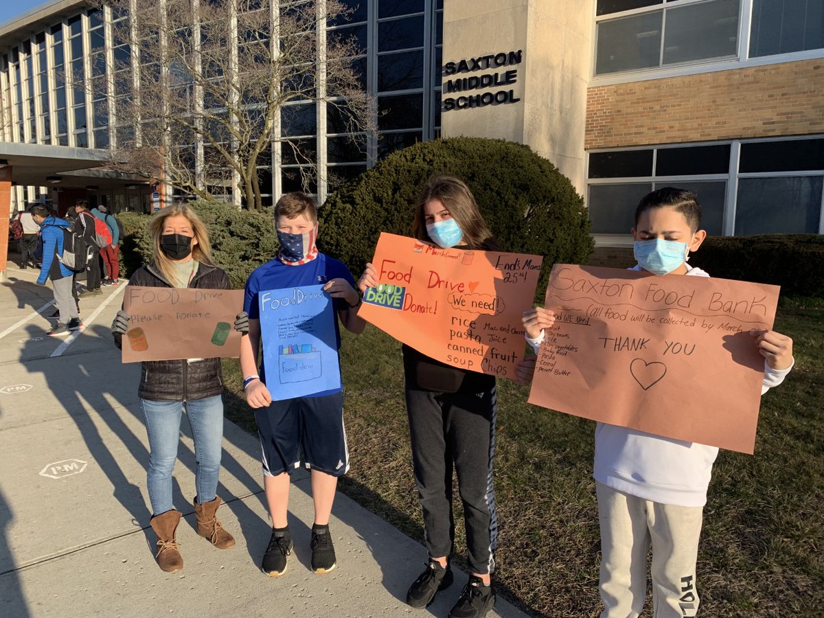 Students in Mrs. Zakar, Mrs. McCarthy, Mrs. Gersbeck and Mrs. Franzese's classes are learning about helping those in need.  We are proud of our students for giving back to the community! Please drop off any non perishable food item to support our food drive. 
#SaxtonStong