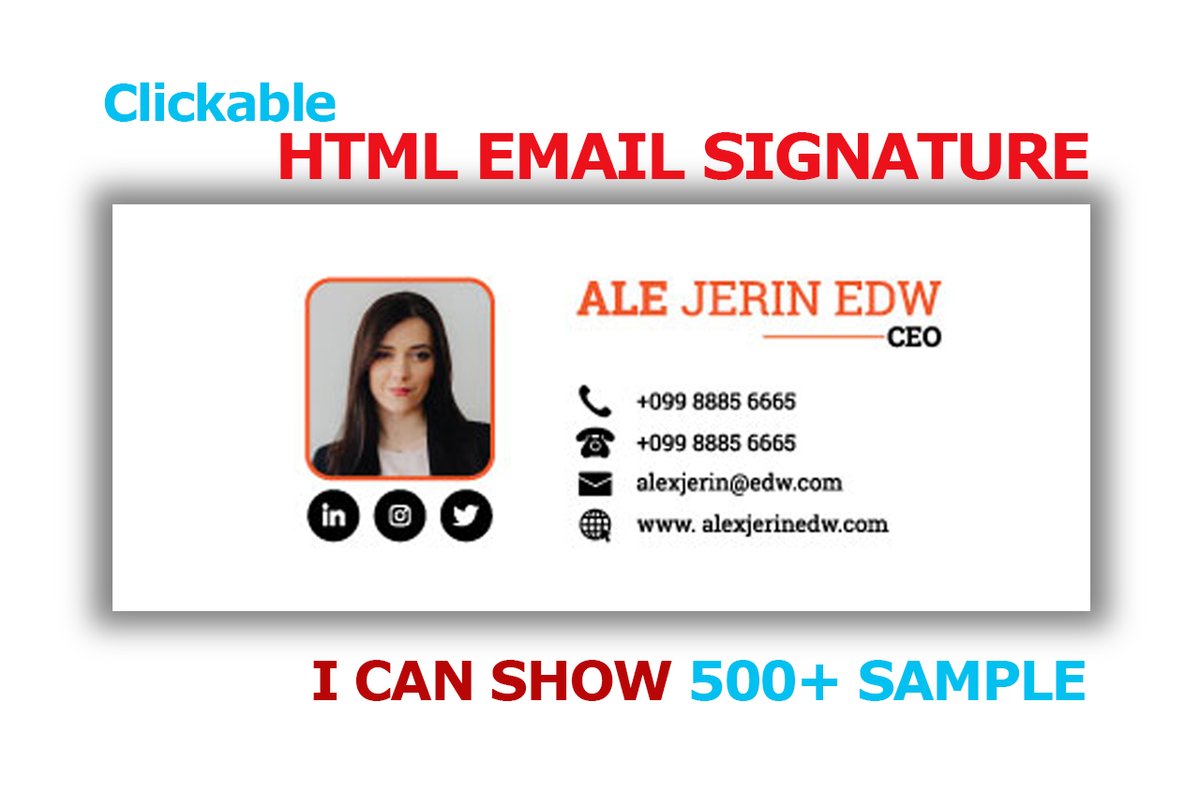 Leads_faster's tweet photo. I will clickable HTML email signature for outlook, gmail etc
Click Here: https://t.co/xUsOcEWNDZ
#htmlemailsignature #emailsignature #htmlsignature #mailsignature #htmlemailtemplate #gmail #clickablesignature #outlooksignature #gmailsignature #clickable #emailcollection. https://t.co/aNWLdmyual