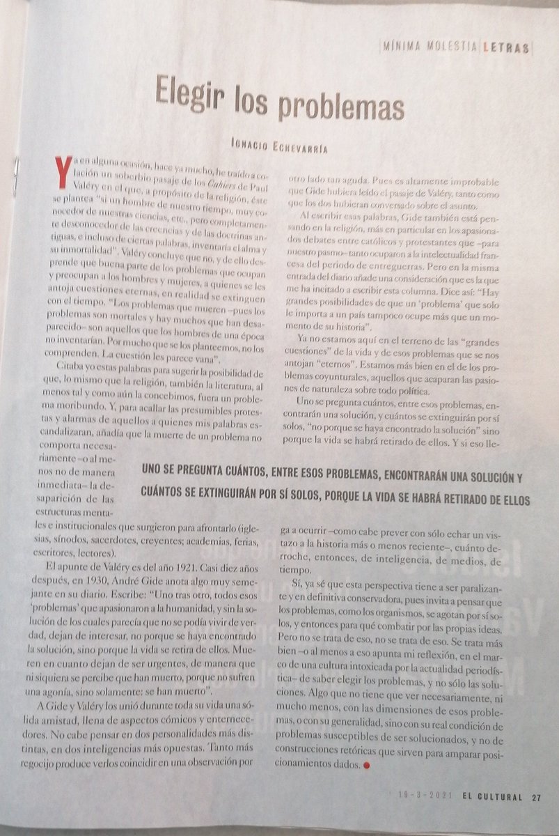 Muy atinada la reflexión sobre elegir los problemas, y no sólo las soluciones. Pero ¿por qué la restricción arbitraria a sólo "problemas susceptibles de ser solucionados"?