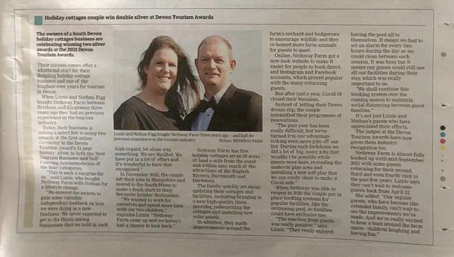 TravInfluence's tweet image. It's always fab to see clients getting coverage for stellar work in the most difficult of circumstances. 

Congratulations to Nethway Farm Holiday Cottages for their double win at this year's @VisitDevon Tourism Awards! 

Read more ➡️ nethwayfarm.co.uk/news/nethway-f…

#DevonTA #Devon