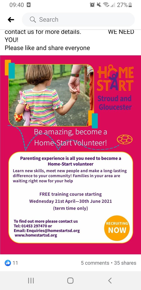 CeliaGarvey's tweet photo. @homestartuk, first of all, let me say that I know of the great work you do; I have dear friends involved locally.
However, I'm disappointed by your search for people with 'parenting experience', which seems at best shortsighted and at worst discriminatory. 1/5
@gatewaywomen https://t.co/wQIwFFOK4S