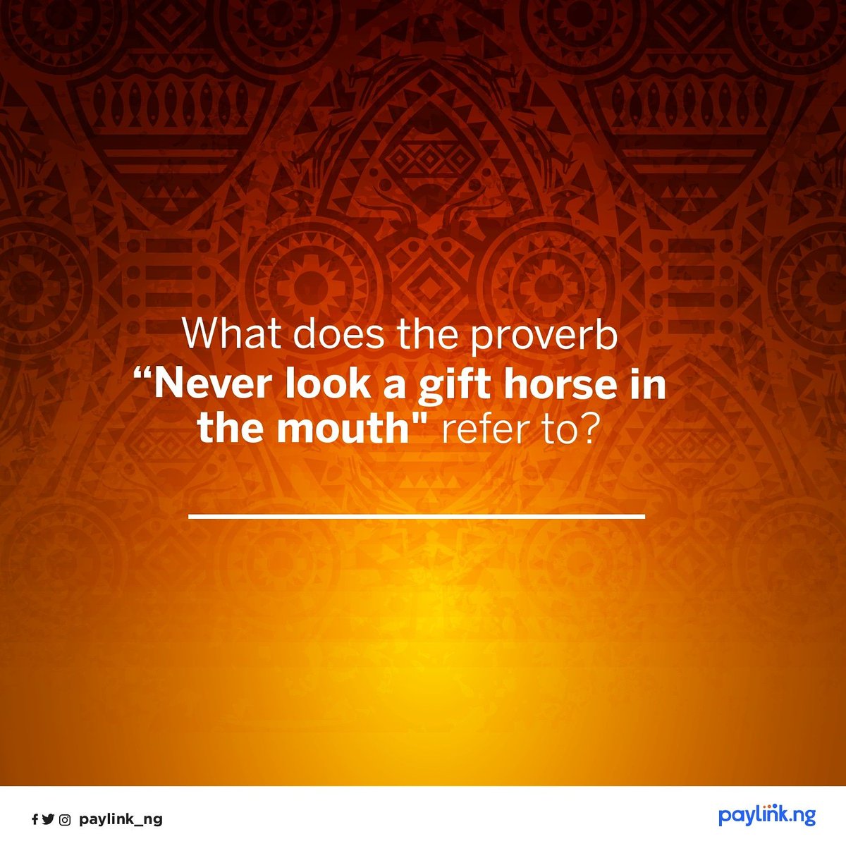 Paylink_Ng's tweet photo. Clue:
Something you should never do to a person who gifts you🙂😌
#TGIF #PaylinkNg https://t.co/0o8B7RJA4c