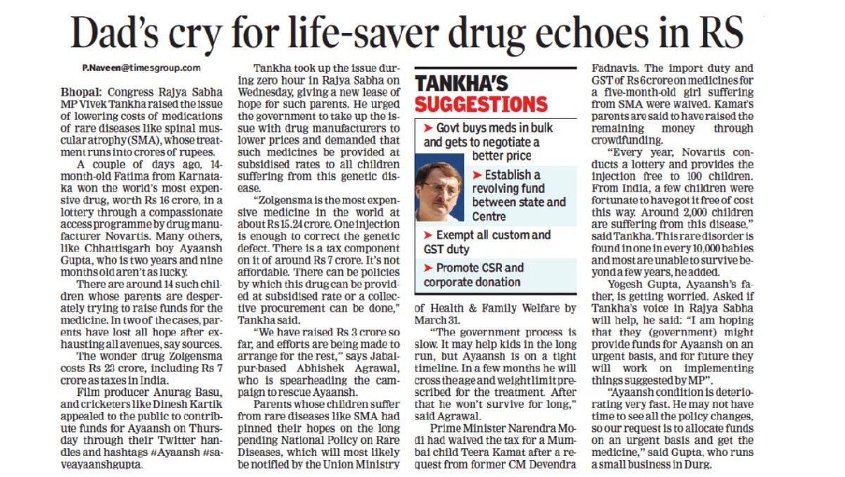 batmanftw_'s tweet photo. @TOIIndiaNews, thanks for covering @FightsSma's story &amp; @VTankha ji, thanks for raising this issue in the parliament. We hope more donors will come forward &amp; #SaveAyaanshGupta 

Donate to Ayaansh Gupta here - 

https://t.co/TdMdXj24xK https://t.co/jPLDHz6KXm