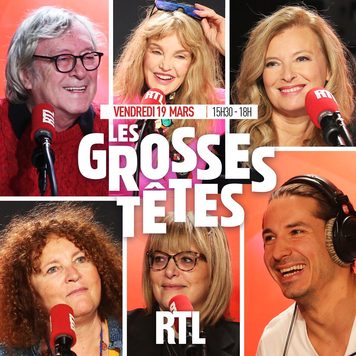GrossesTetesRTL's tweet image. ✒🍷💃😆🎭💎 Bonjour à tous ! Découvrez #LesGrossesTêtes de ce vendredi #19mars ‼ Autour de @ruquierofficiel aujourd'hui : #JeanJacquesPeroni, @ArielleDombasle, @valtrier, #ValérieMairesse, @CarolineDiament et @JeremyFerrari 📻Rendez-vous à 15h30 sur @RTLFrance ! ⏰