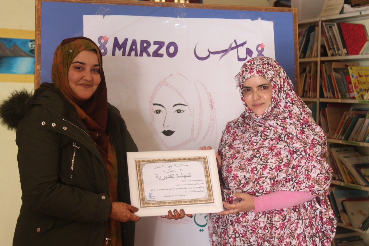 FiSahara's tweet photo. Seeing the faces of those who participated in sessions for #InternationalWomensDay organized by #FiSahara (@nomadshrc), @saharabubisher and  @princeclausfund in the #RefugeeCamps of #WesternSahara is the best of the rewards. https://t.co/wDqF3UNQPz… #FreeWesternSahara #Lmzun https://t.co/tjYzYmNMxu