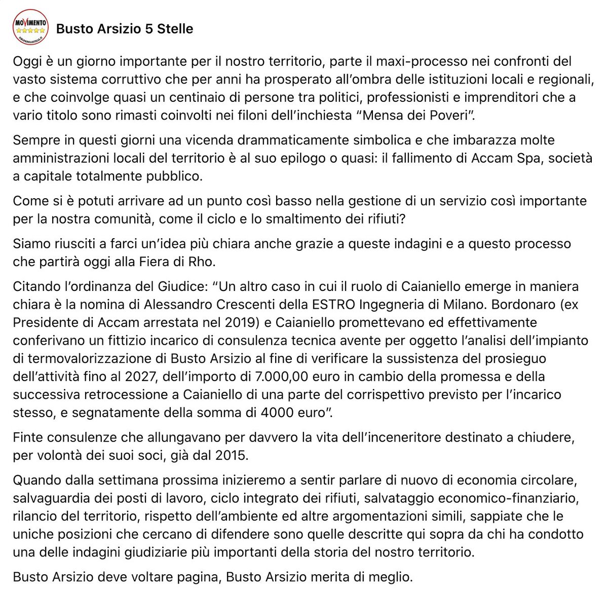 BustoA5Stelle's tweet photo. Busto Arsizio deve voltare pagina, Busto Arsizio merita di meglio.

#NoAccam #MensaDeiPoveri #M5S #EconomiaCircolare #ConLei #AmandaFerrarioSindaca #BustoArsizio https://t.co/f9wZ3yusFs