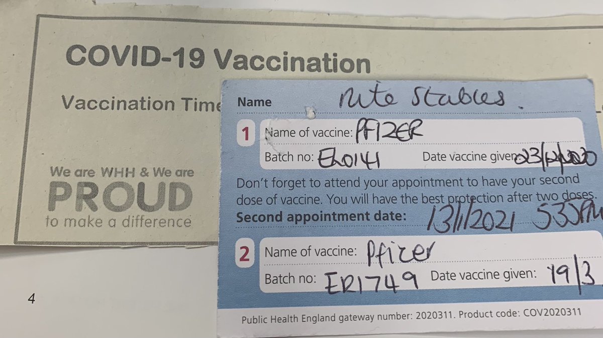 myobstetrician's tweet photo. 2 #isthemagicnumber #covidvaccination #getvaccinated it’s safe ... let’s get any party started... thanks to @WHHNHS https://t.co/TYq772AI1K