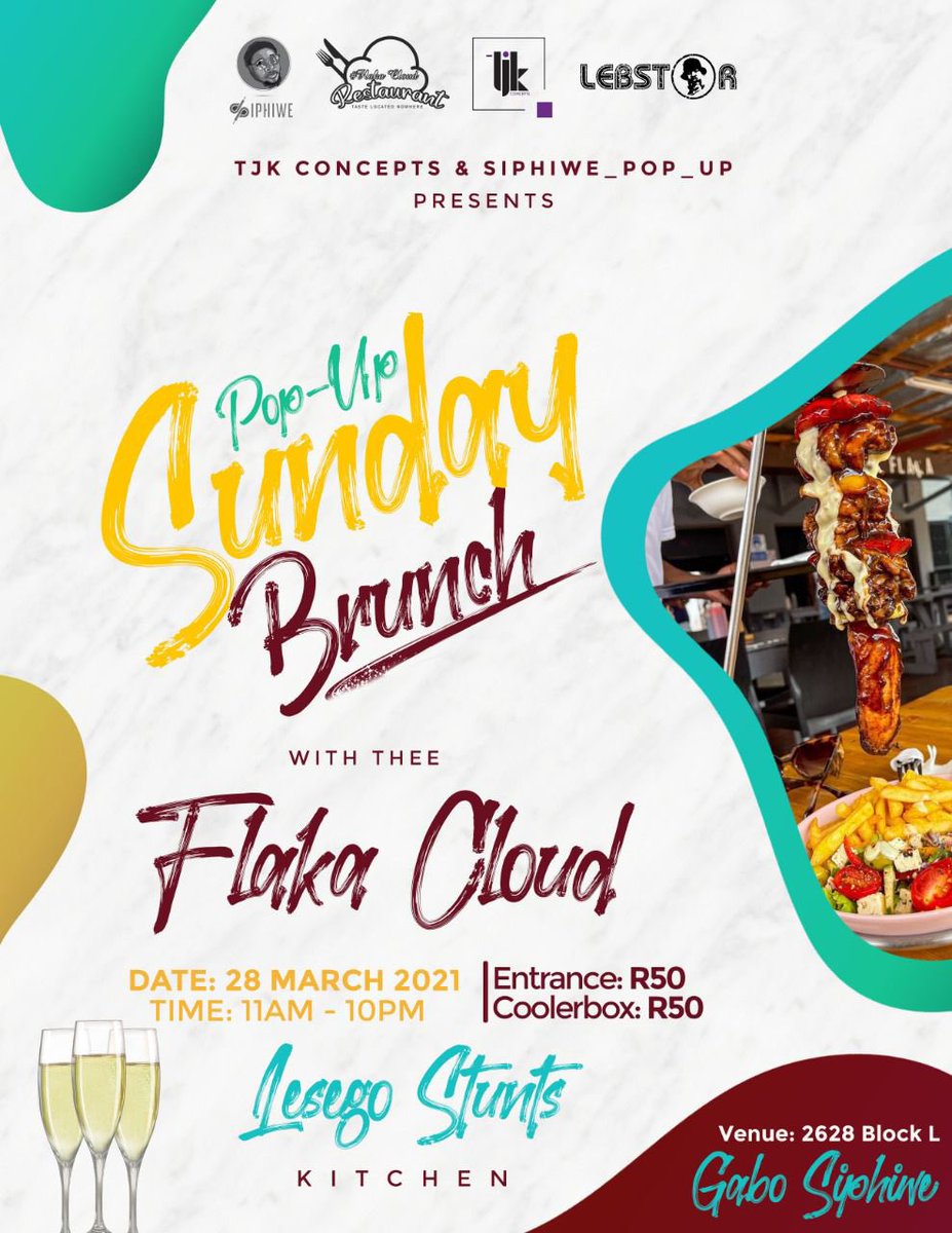 Dopetjk's tweet image. Siphiwe Pop Up and Flaka Cloud presents The Good Taste Brunch. Daytime fun, good food and great music. 

All Covid Protocols to be adhered to. Let’s party responsibly.