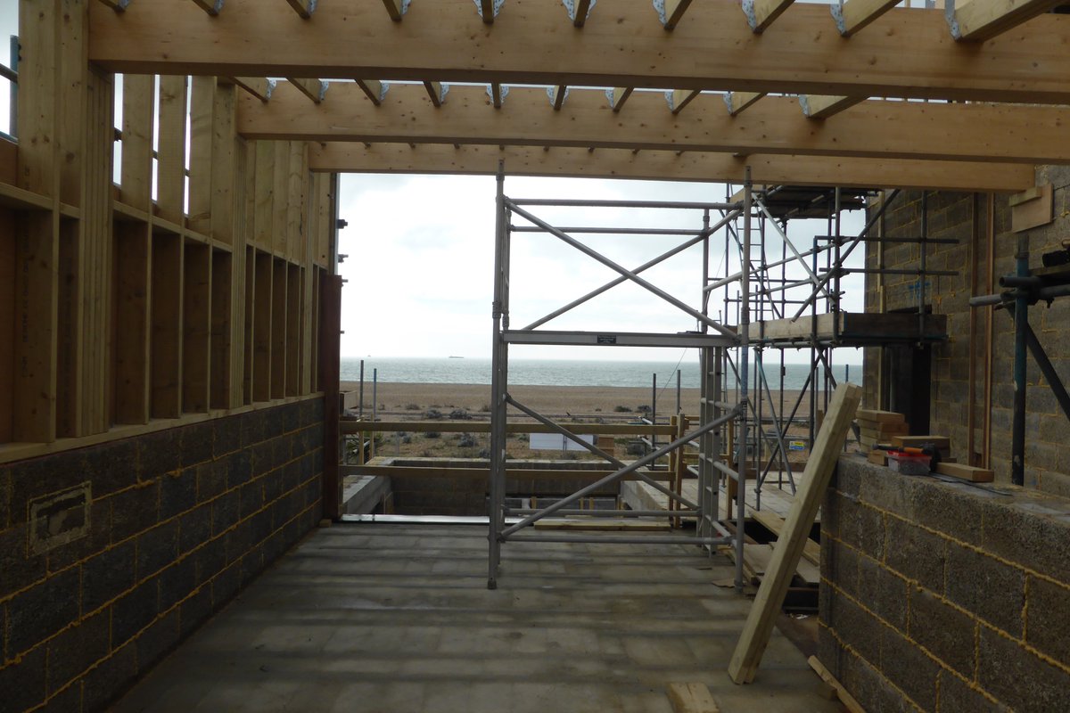 Three months in on our #sussexdunehouse and work progressing well with some stunning views unfolding