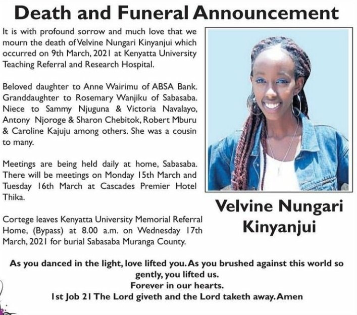 Wwangechi_leah's tweet photo. Velvine Nungari was raped, her spine broken and killed😭😭😭.The suspect is well known and his details widely shared. @ODPP_KE @DCI_Kenya @NPSOfficial_KE @IG_NPS @CSMargaretKobia @NGECKenya  We demand Action! We demand Justice!
#JusticeforVelvine https://t.co/KegGtbiOnY