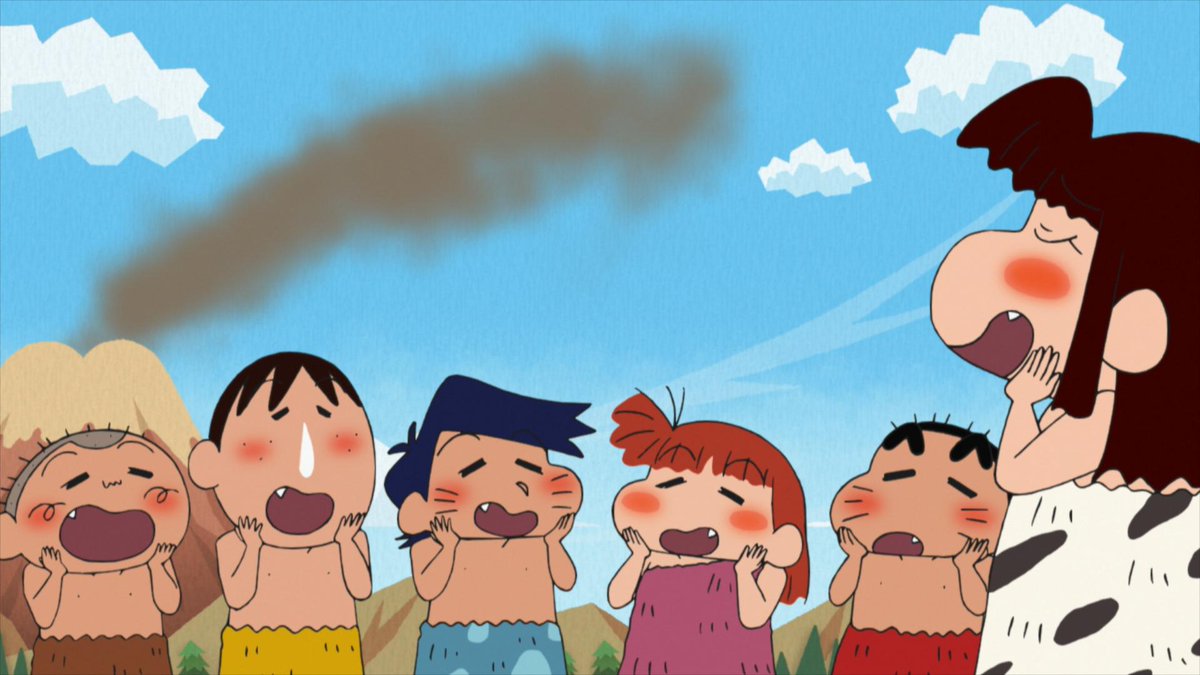 クレヨンしんちゃん 公式 あした夕方4時30分からは クレヨンしんちゃん あしたは おバカはじめて物語 恋するマサオ君が奮闘 原始時代 大好きなあいちゃんのために ハチミツを採りにきたしんのすけとマサオくん ハチの巣を見つけるのだが