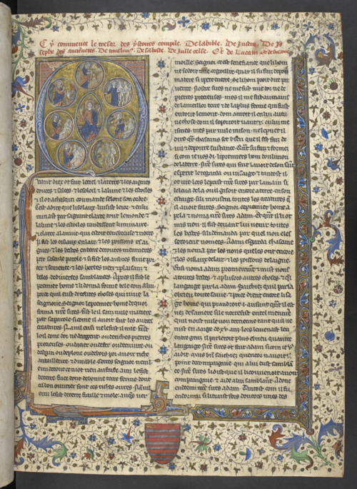 I'm always caught a bit off guard when I see this opening, because I expect to see a 13th-c. page, and the (added) borders just scream 15th c.
BL, Add MS 19669, Histoire ancienne jusqu'à César, 2nd half 13th c.
bl.uk/manuscripts/Vi…