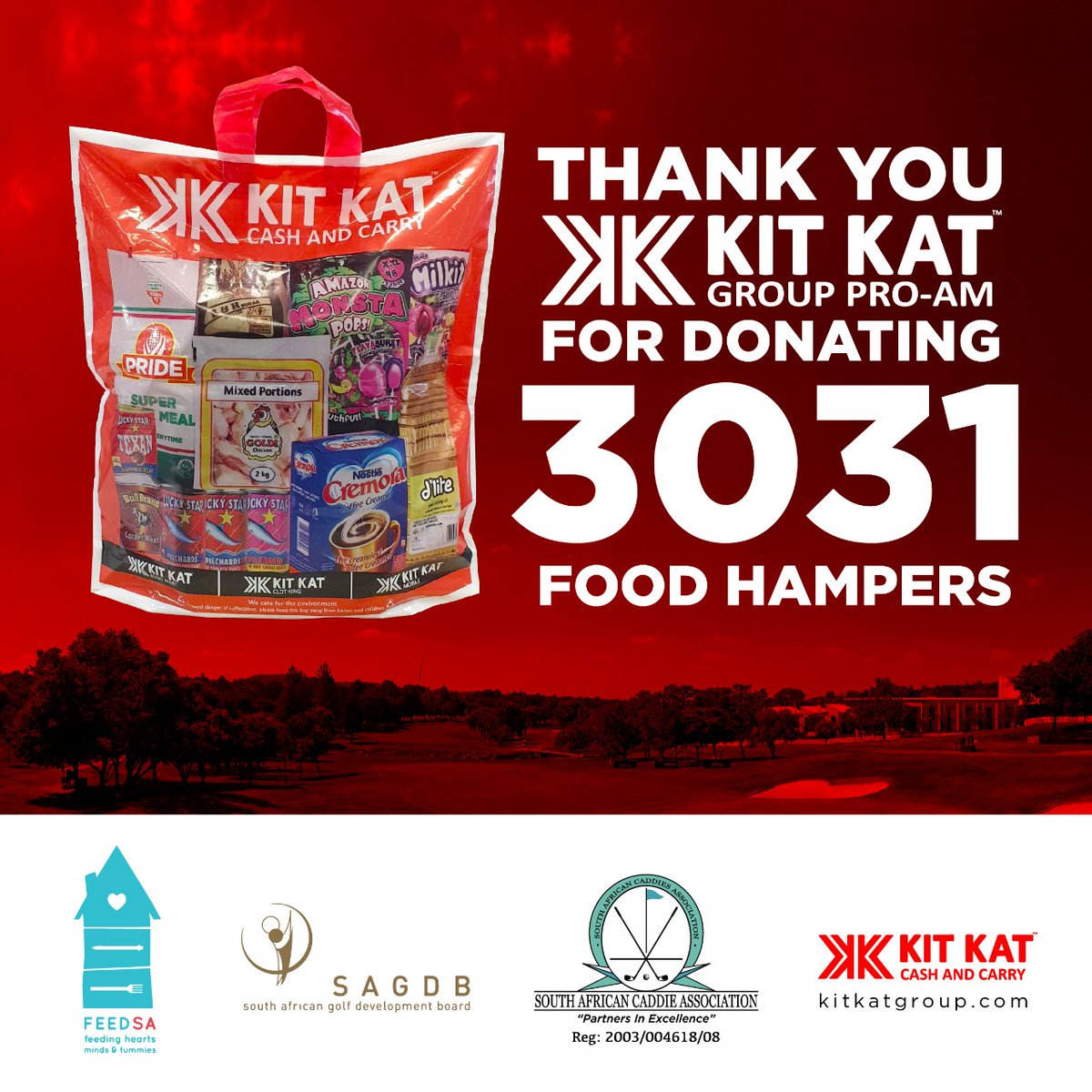 Thank you to <a href="/KitKatGroupSA/">Kit Kat Group SA</a> for all your support. ⛳️🙏

The updated food hamper count on day two of the Gauteng Championship <a href="/EbotseLinks/">Ebotse Links</a> is now at 3031 food hampers.

#SunshineTour #GreatnessBeginsHere