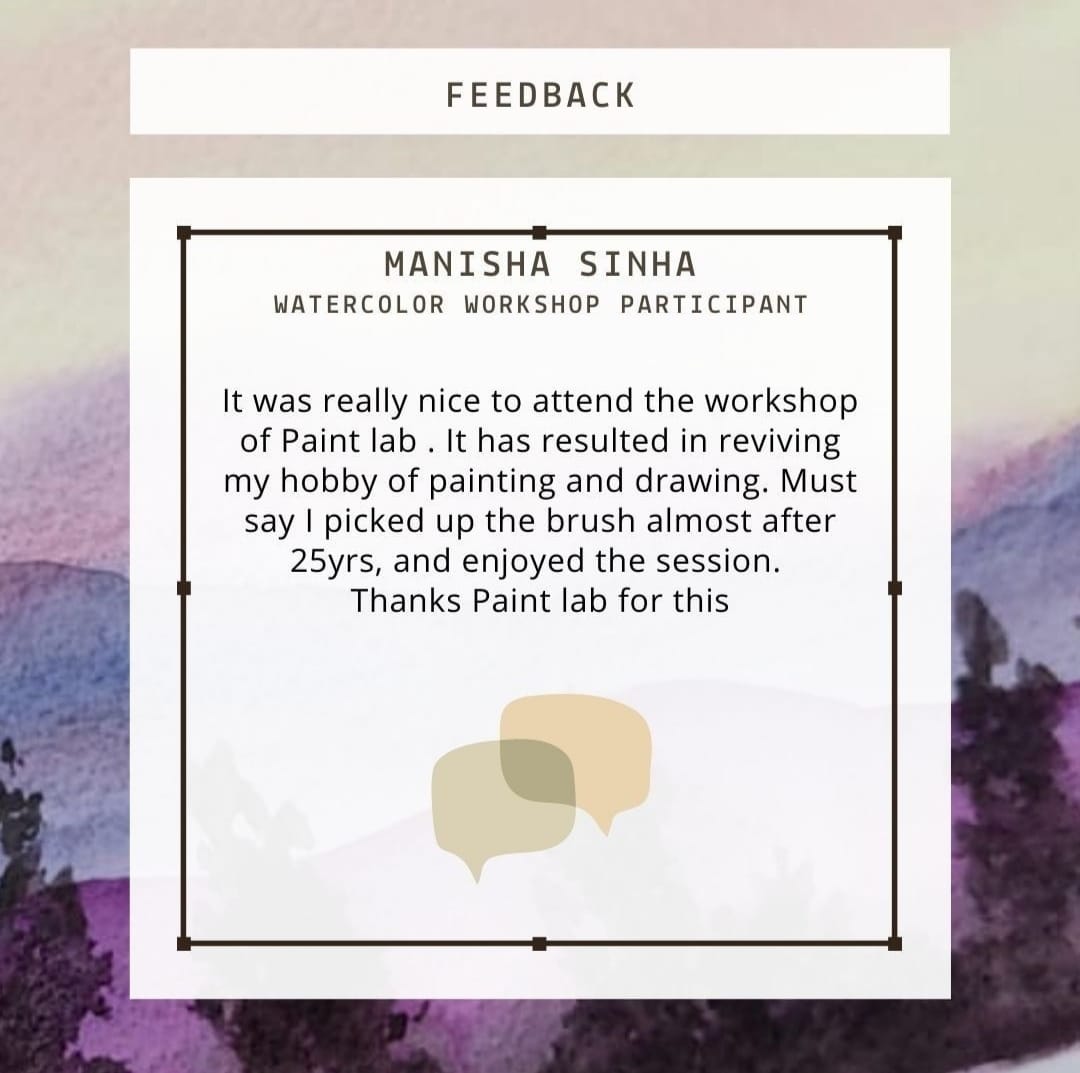 PaintLabLive's tweet photo. When participants win us with their words!

#PaintLabLive #Reviews #feedback #CustomersSpeak #Live #Online #course #art #craft #PaintLab #watercolor #learning #rejuvenate https://t.co/Dyt81FJQKe